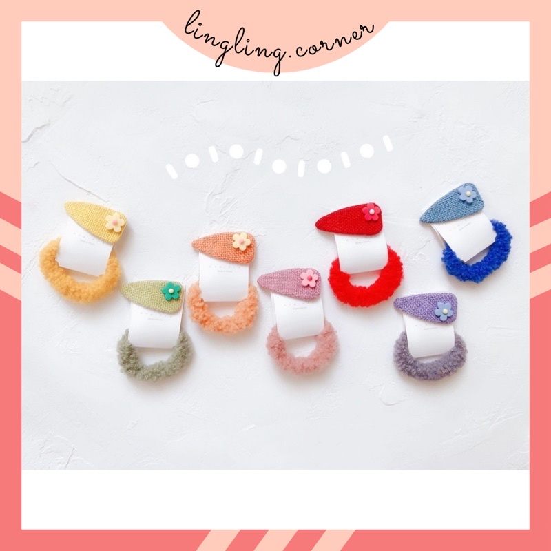 Set kẹp tóc cột tóc sắc màu thời trang