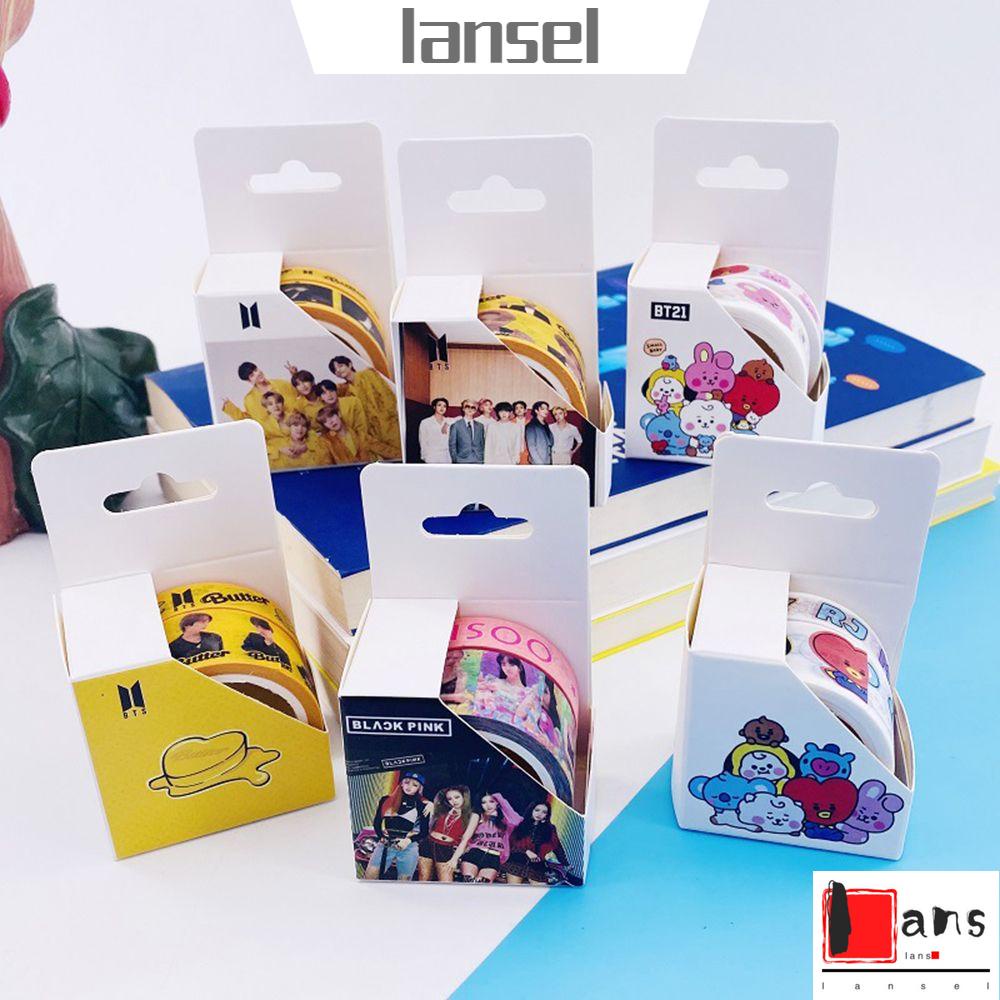 Cuộn băng keo washi in họa tiết bt21 bts bền không độc hại an toàn cho trang trí sổ lưu niệm