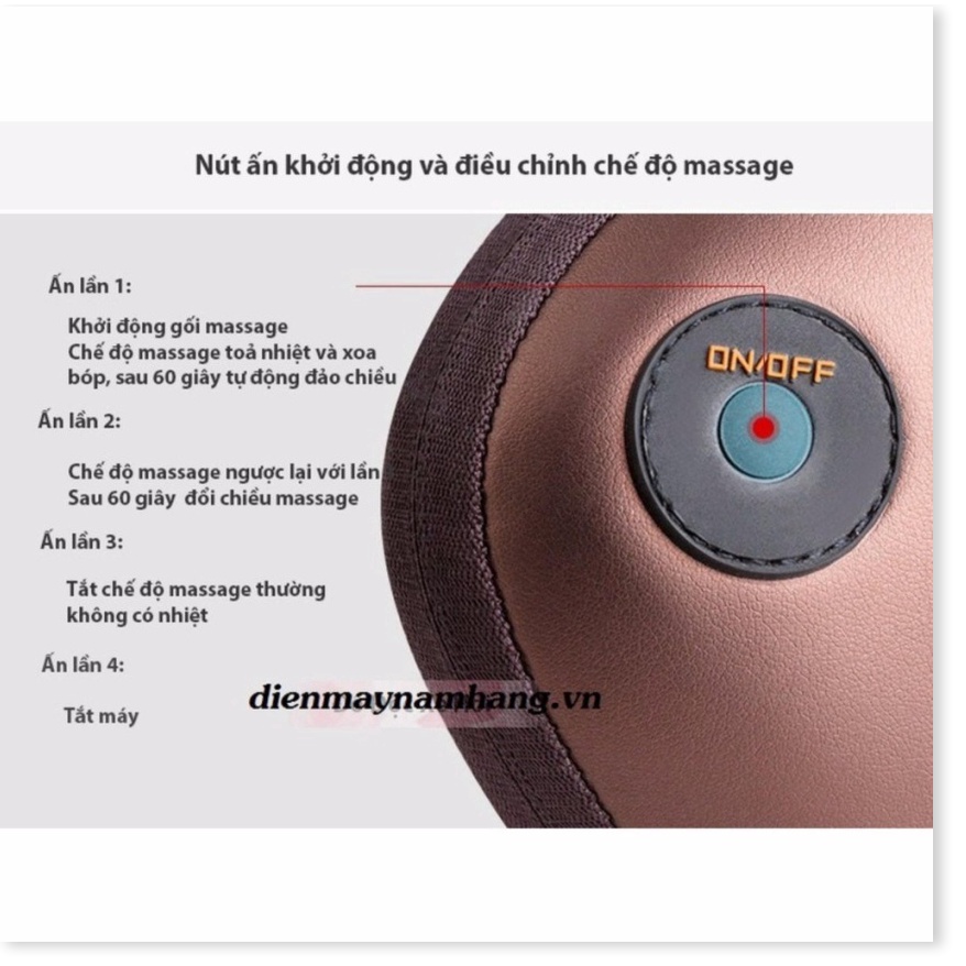 Gối Massage Hồng Ngoại 8 Bi 2 Chiều Cao Cấp - Máy, Gối Mát Xa Cổ Vai Gáy