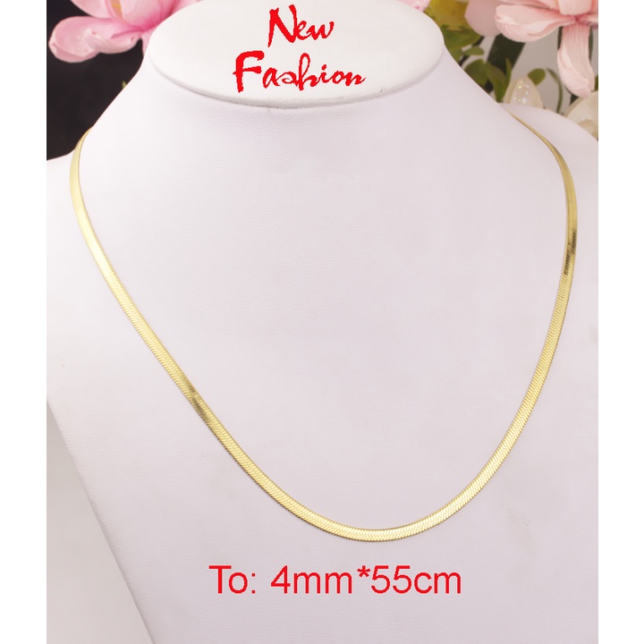 Dây chuyền mì dẹp 4mm mạ vàng siêu đẹp, bền màu, hợp thời trang