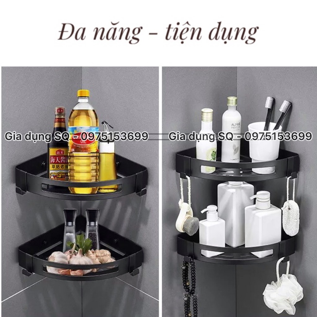 ( Dán tường ) Kệ góc inox304 sơn tĩnh điện để đồ nhà tắm đựng dầu gội sữa tắm kèm móc treo đa năng