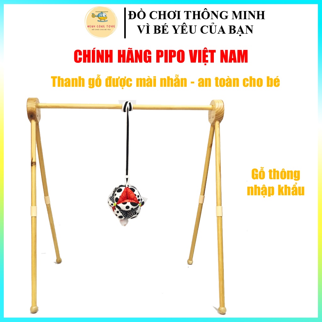 Kệ chữ A bằng gỗ an toàn cho bé thương hiệu Pipo dùng để treo bóng vải, sách vải và đồ chơi cho bé sơ sinh
