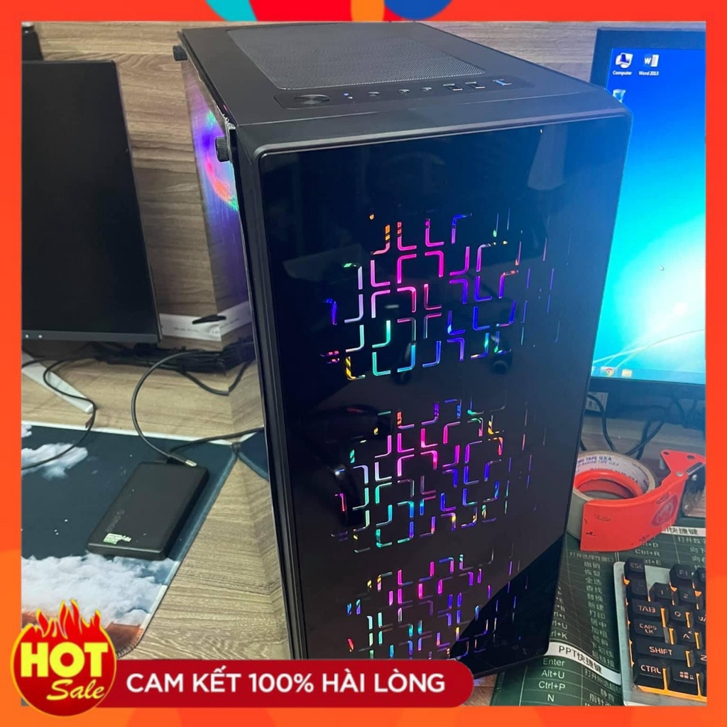 Vỏ case gaming VSP Ka-220 - Hai mặt kính cường lực - Full ATX (No Fan) - PK GIÁ GỐC