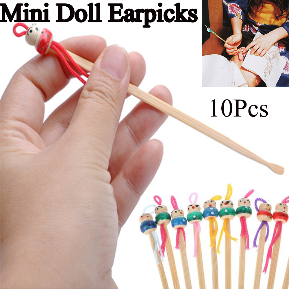 [Hàng mới về] Bộ 10 que lấy rấy tai mini bằng gỗ tre màu sắc ngẫu nhiên