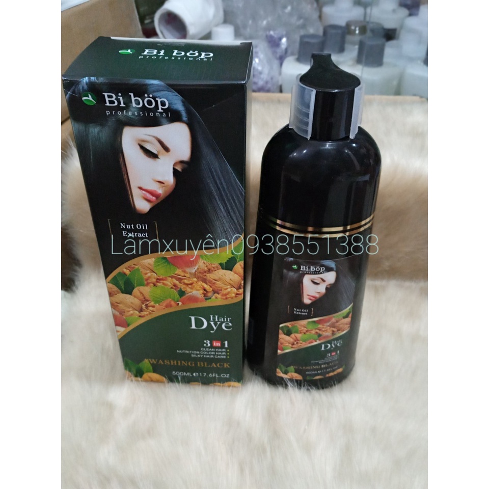 GỘI đen hàn quốc B.I.B.O.P to có vòi 500ml nâu, đen  LOẠI 1  bền đẹp sâu màu bóng khỏe tóc siêu tiết kiệm tiện lợi