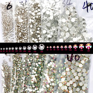 Bịch Hạt đá pha lê Trắng Xà cừ nhiều size SS3 SS4 SS5 SS6 SS8 SS10 SS12 SS16 SS20 SS30 SS34 SS40 SS50