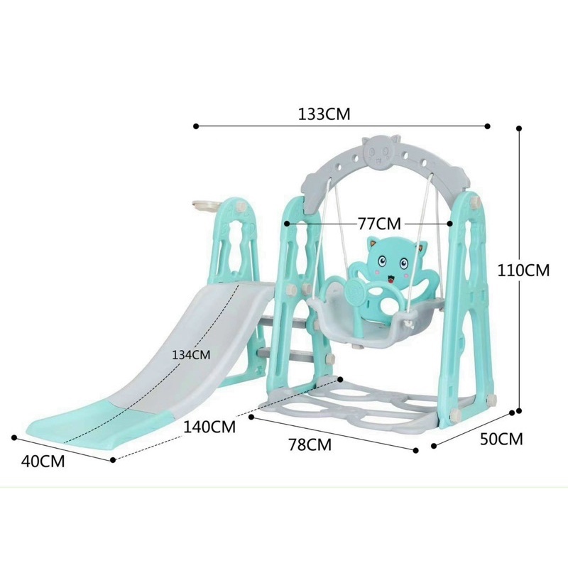 Bộ Cầu Trượt Xích Đu Cho Bé Loại A1 Tặng Kèm Bóng Rổ 3in1 .