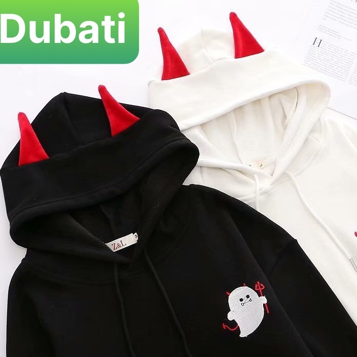 Áo Nỉ From Rộng Có Nón Hình Ma Cute, Áo Hoodie Nam Nữ Phong Cách Nhật Bản- DUBATI FASHION