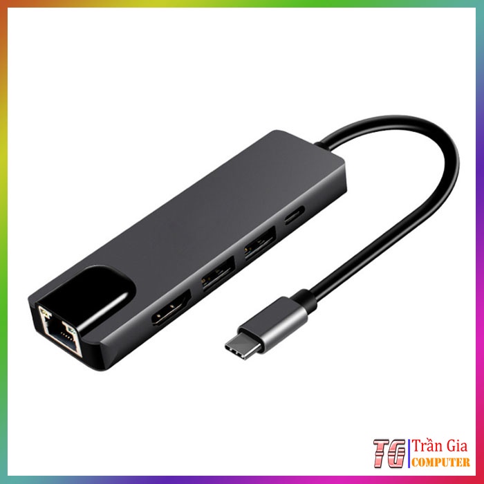 Cáp chuyển USB Type C sang HDMI, USB 3.0, LAN Gigabit, PD YX-8805