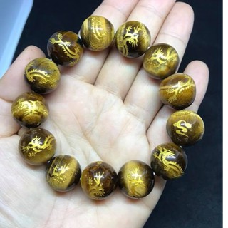 Vòng tay mắt hổ chạm rồng 16ly