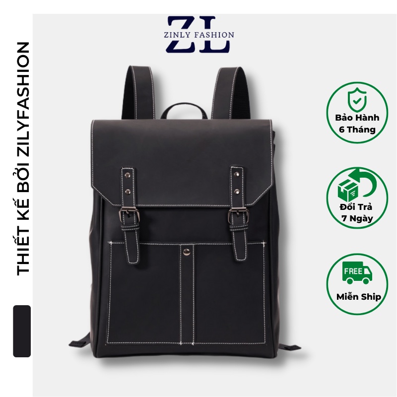 Balo laptop, Balo Thời Trang Nam Nữ,Da PU cao cấp, form cứng, dáng hộp - Zinly