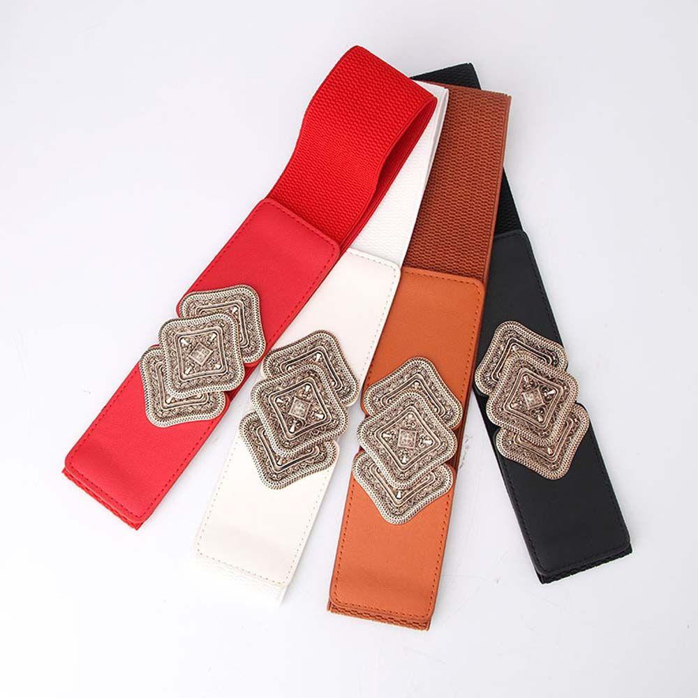 BACK2LIFE Thắt Lưng Da PU Khóa Kim Loại Phong Cách Retro Thanh Lịch Cho Nữ