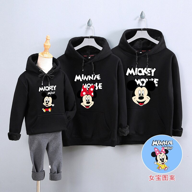 Áo Hoodie Gia Đình Familylove - Áo Hoodie Nón/Túi Mickey Mouse Dễ Thương Chất Liệu Nỉ Da Cá Cao Cấp