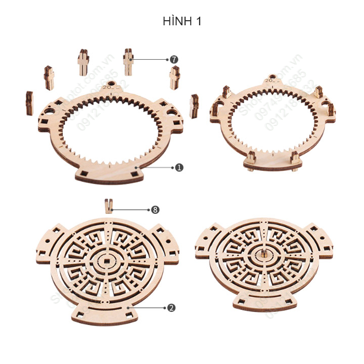 Lịch vạn niên tự lắp ghép từ chi tiết gỗ cắt CNC, thể hiện lịch từ năm 2017 đến 2044