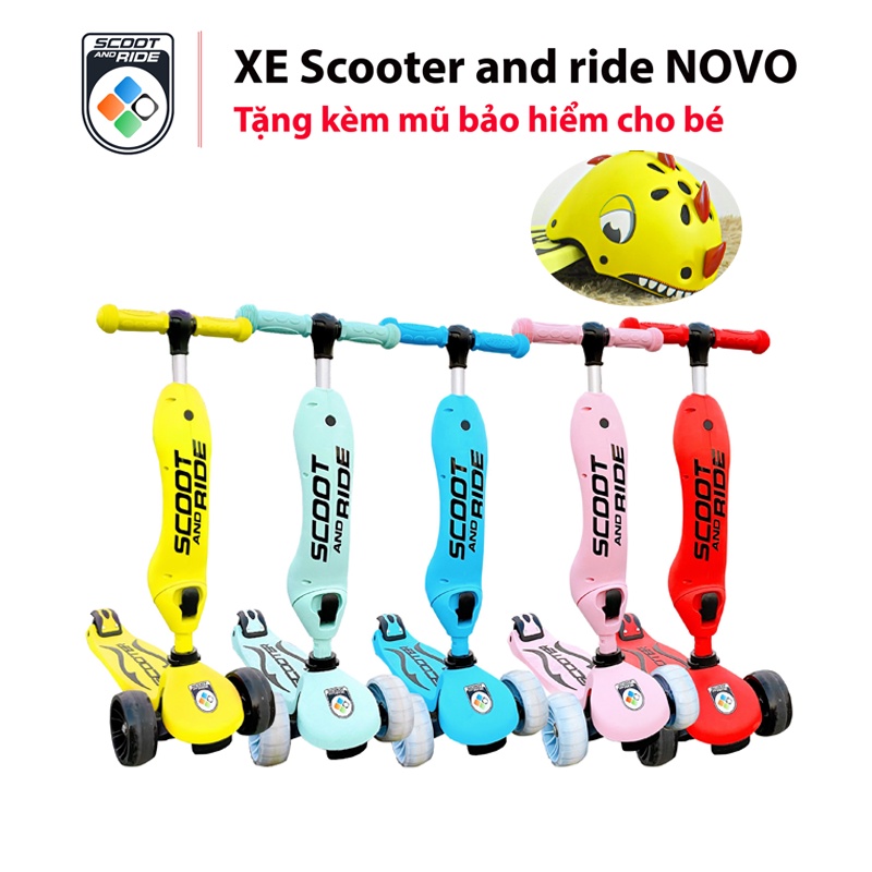 [Freeship 100k] Xe Scooter and ride NOVO 3 in 1, bánh xe to phát sáng, cho bé từ 1-8 tuối-CAM KẾT CHÍNH HÃNG-BH 24 Tháng