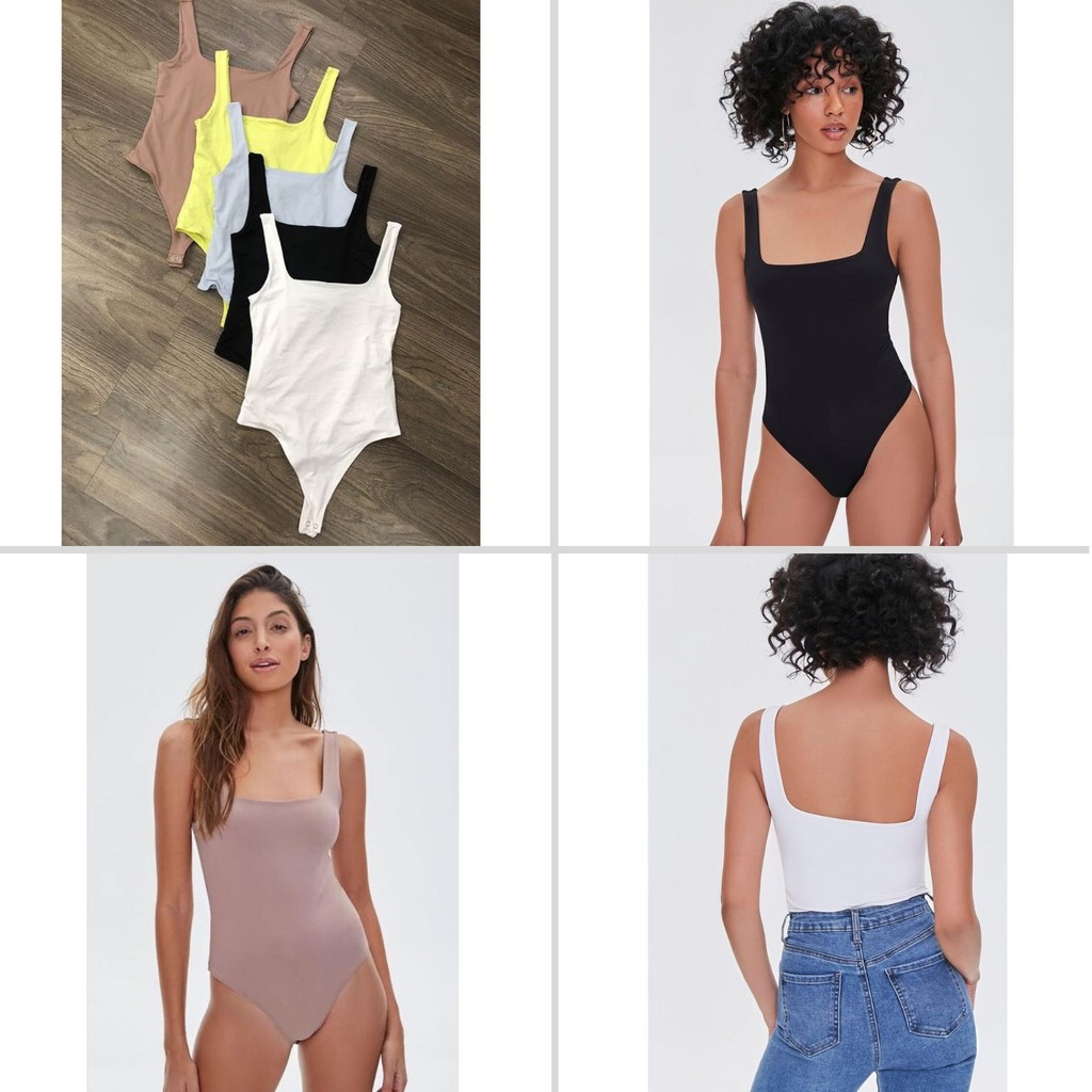 Bodysuit Nữ 2 Dây Square Neck Vnxk Hãng  F21 / Chất Thun Spandex / Co Giãn / Nhiều Màu
