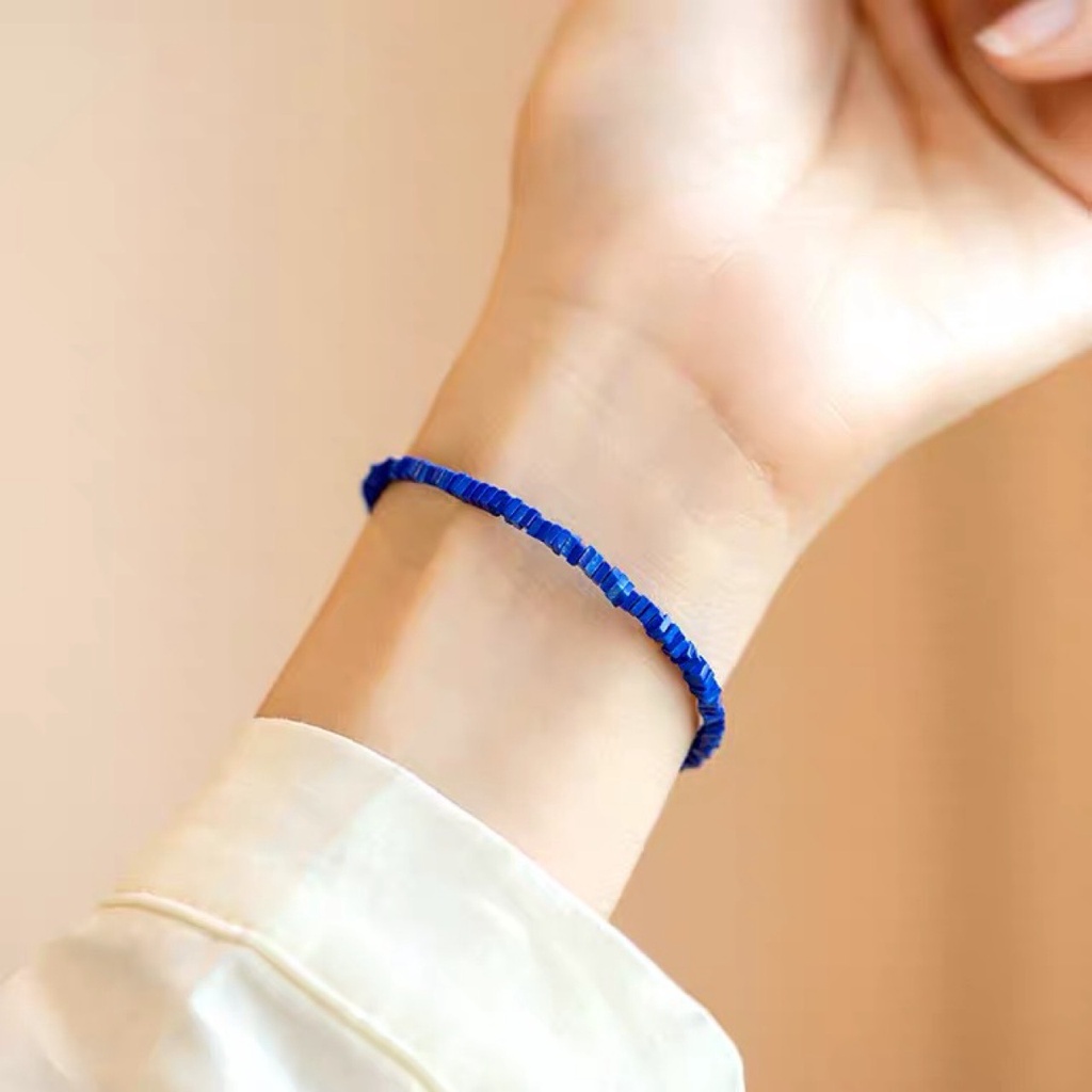 [Hàng Mới Về] Vòng Tay Chuỗi Hạt Đá Xanh Lam Phong Cách Cá Tính Thời Trang Mùa Hè Cho Nữ