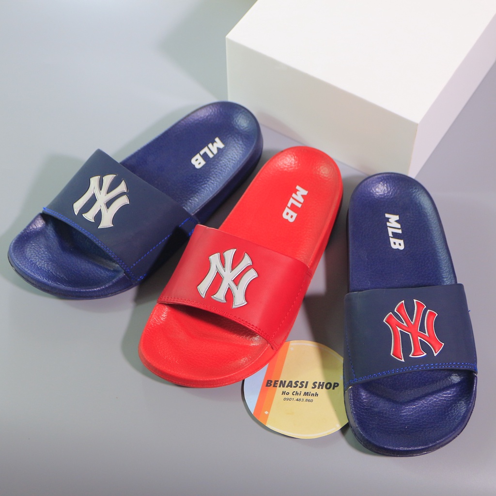dép mlb ny nam quai ngang mẫu quai basic trơn