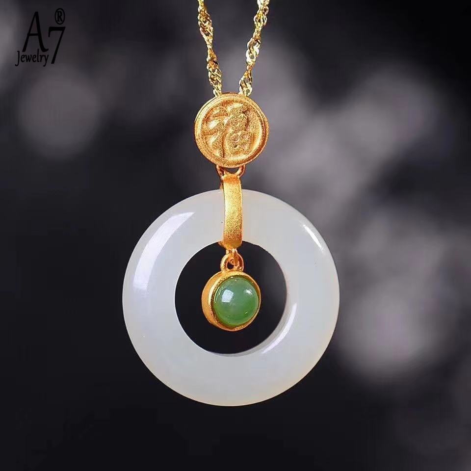 Vòng cổ Bạc Mặt Nhẫn Ngọc Bích A7 Cho Nữ