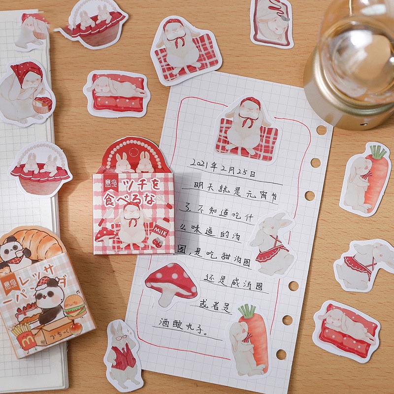 Set 45 stickers nhãn dán trang trí nhật ký họa tiết hoạt hình dễ thương