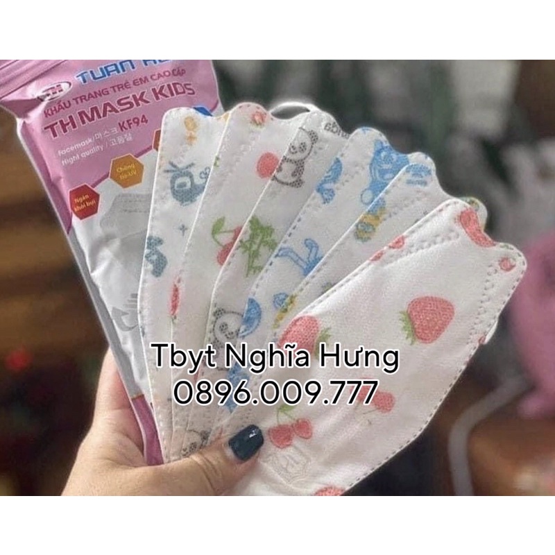 (Giá Tốt) Túi 10 Khẩu trang trẻ em 4D-KF94 4 lớp kháng khuẩn