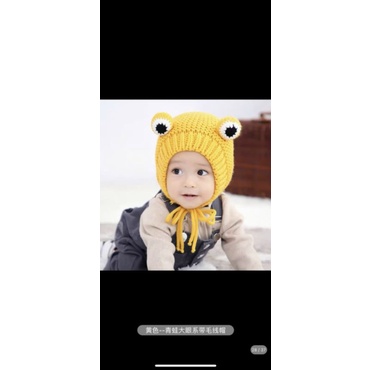 Mũ Len Cho Bé Từ 3-6 Tháng Tuổi Phong Cách Hàn Quốc Tạo Hình Ếch Xanh