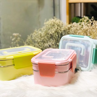 Hộp Cơm Lúa Mạch Lõi Inox 2 Tầng