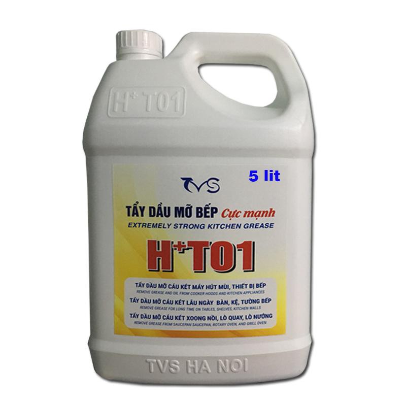 Tẩy dầu mỡ bếp lâu năm Ht01 can 5lit, tẩy dầu mỡ bếp ăn, hút mùi, cáu két xoong nồi lâu ngày, dùng cho bếp công nghiệp