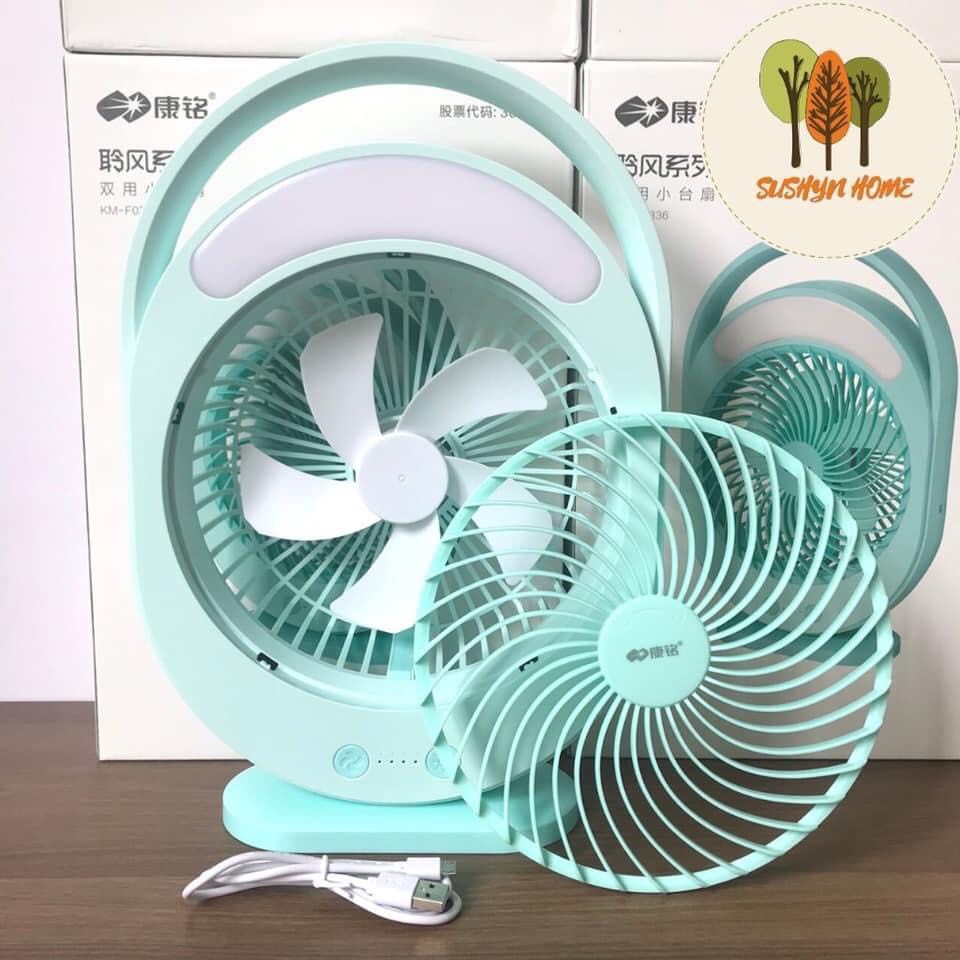 Quạt sạc tích điện để bàn cao cấp có đèn led km f0336