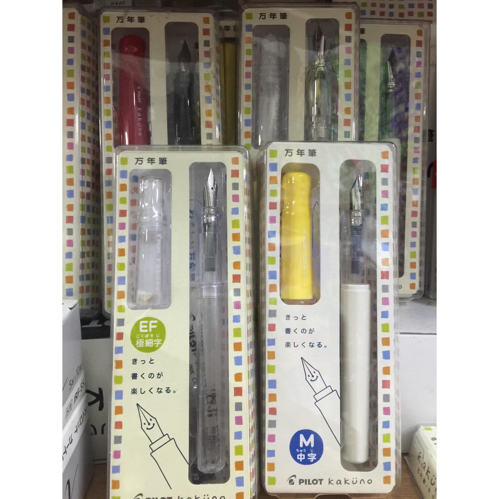 Bút Máy Pilot Kakuno Nhật Bản Thân Trắng Nắp Màu