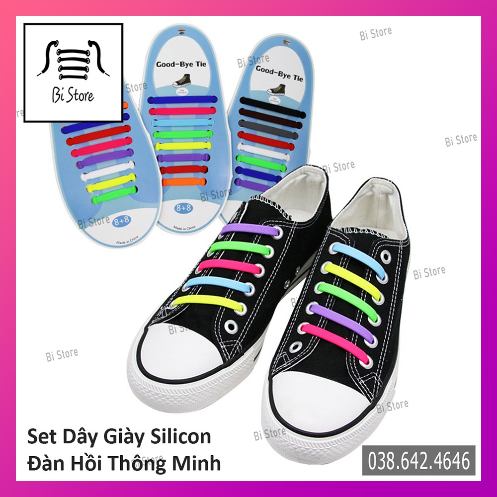 [𝗕𝗮́𝗻 𝘁𝗵𝗲𝗼 𝘀𝗲𝘁] Dây giày silicon đàn hồi thông minh nhiều màu dành cho giày thể thao (có video, ảnh chụp thật)