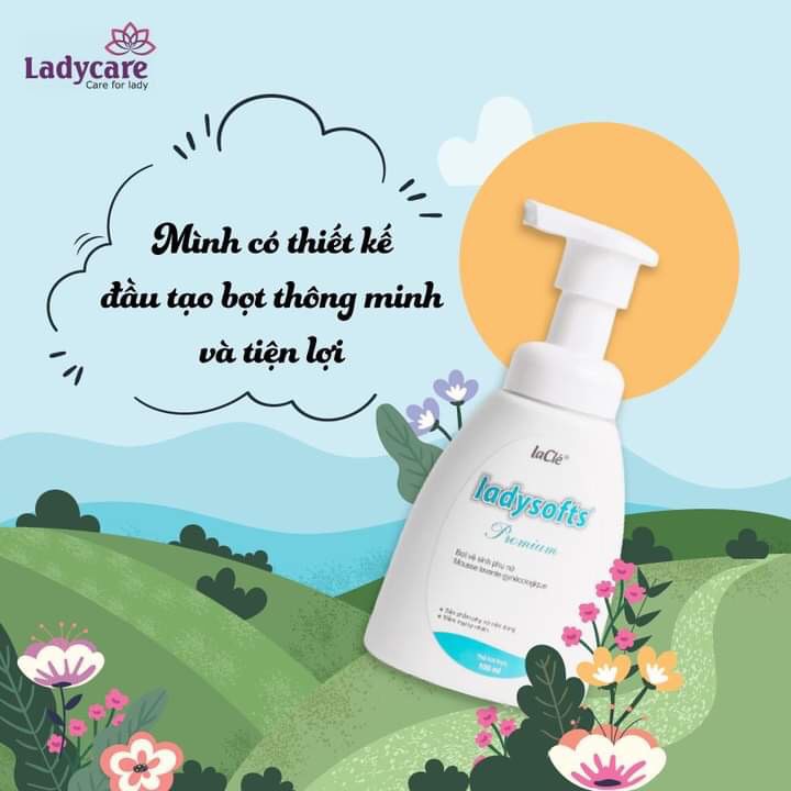 Bọt rửa phụ khoa Laclé Ladysofts Premium 100ml/Chai - 250ml/Chai với công thức Yvery tạo bọt tức thì