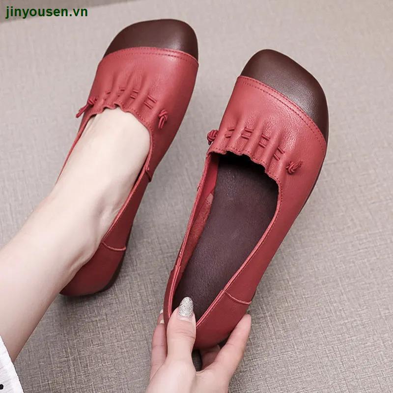 Giày Búp Bê Da Thật Mềm Mại Phong Cách retro Thời Trang Mùa Thu Cho Nữ 2022