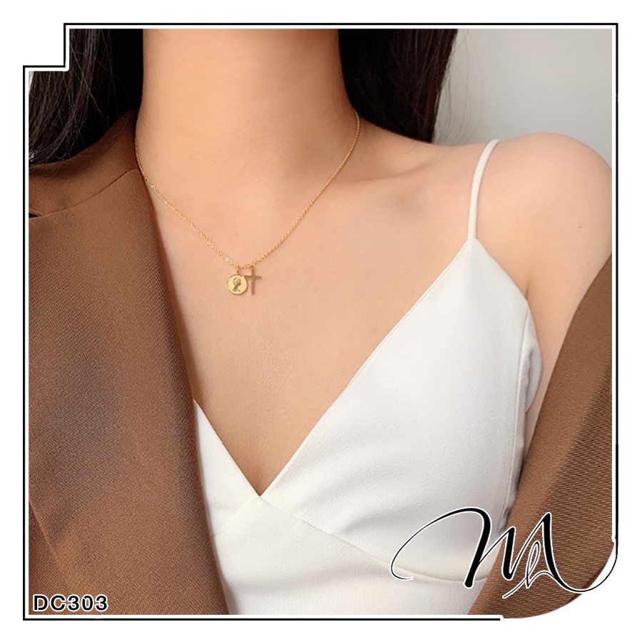 Dây chuyền nữ Titan mặt chữ thập thánh giá đồng xu - Măng's House DC303