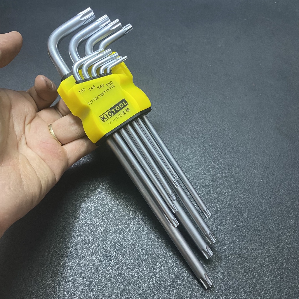 Bộ lục giác hoa thị Kiotool 9 chi tiết tháo ốc hoa mai hoa khế bền đẹp không rỉ