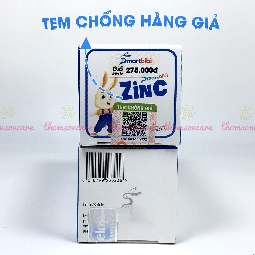 Smartbibi Zinc bổ sung siro kẽm tăng đề kháng, bé biếng ăn, tiêu hóa kém,tiêu chảy Smart bibi Zinc