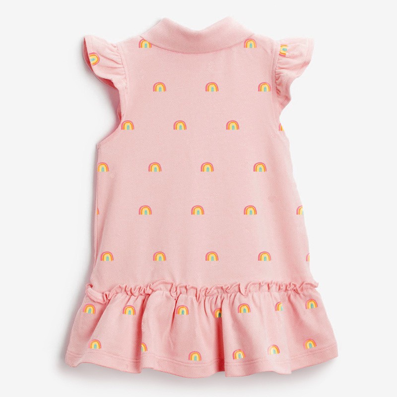 [ Hàng chính hãng ] Váy LITTLEMAVEN cổ bẻ hồng cầu vồng cực đẹp cho bé gái