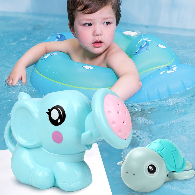 Little Turtle Elephant Toy Shower Cute Water Gliding Baby Bath Toys Clockwork Swimming Bathroom Spray Mainan Budak Lelaki Newborn Perempuan For Kids Girl