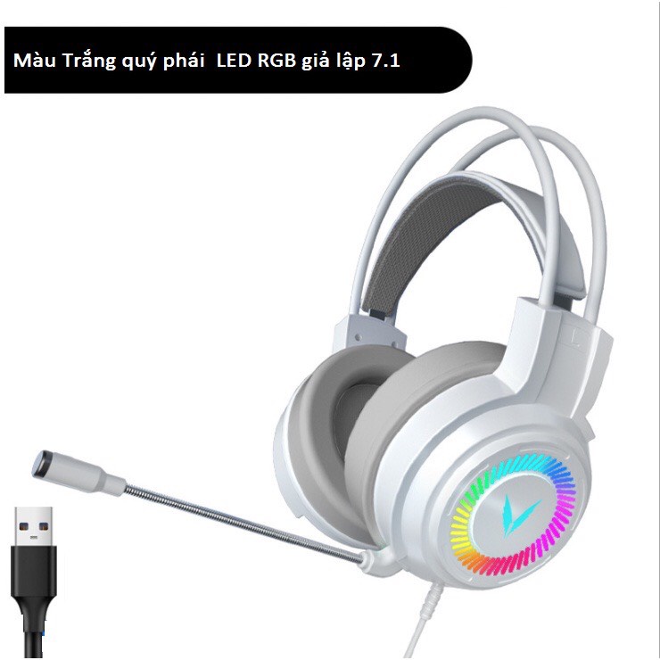 Tai nghe chụp tai gaming giả lập 7.1 full box led rgb cho máy tính  cắm cổng usb có mic tích hợp đèn LED