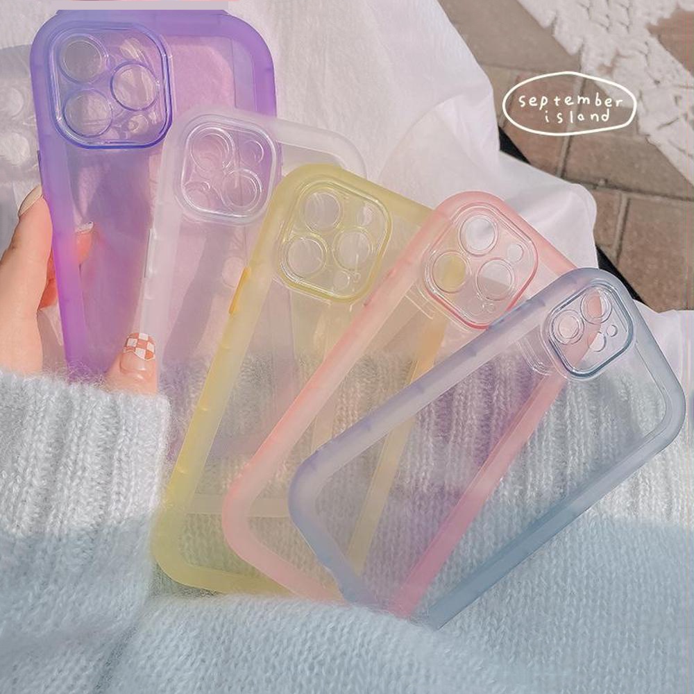 Ốp Điện Thoại TPU Silicon Mềm Trong Suốt Chống Sốc Màu Kẹo Cho IPhone 12 13 Pro Max 11 X XR XS Max