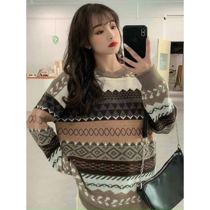 [HÀNG ĐẸP] Áo len nữ thổ cẩm xinh xắn mặc ấm phong cách trẻ trung kiểu dáng Hàn quốc A472 SUTANO | BigBuy360 - bigbuy360.vn