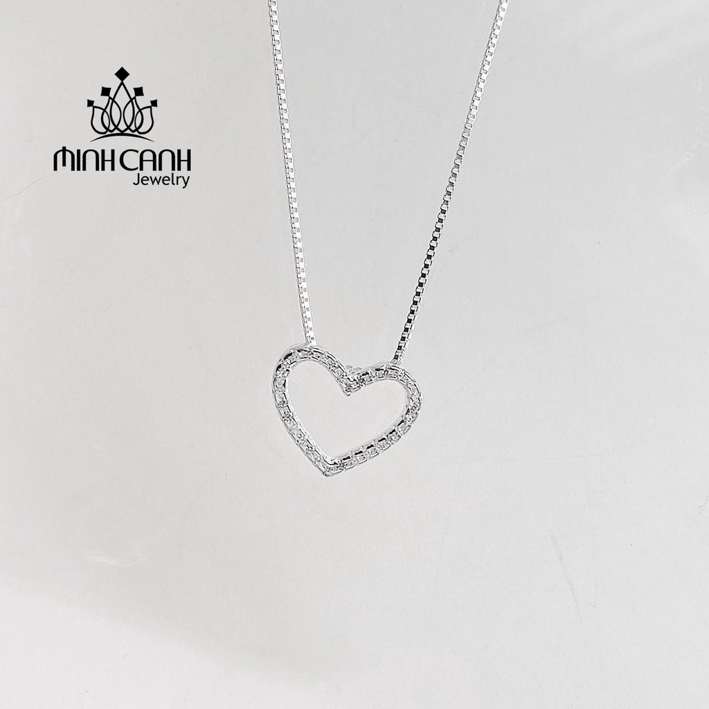 Dây Chuyền Bạc Tim Viền Đá Bạc Ý S925 Minh Canh Jewelry