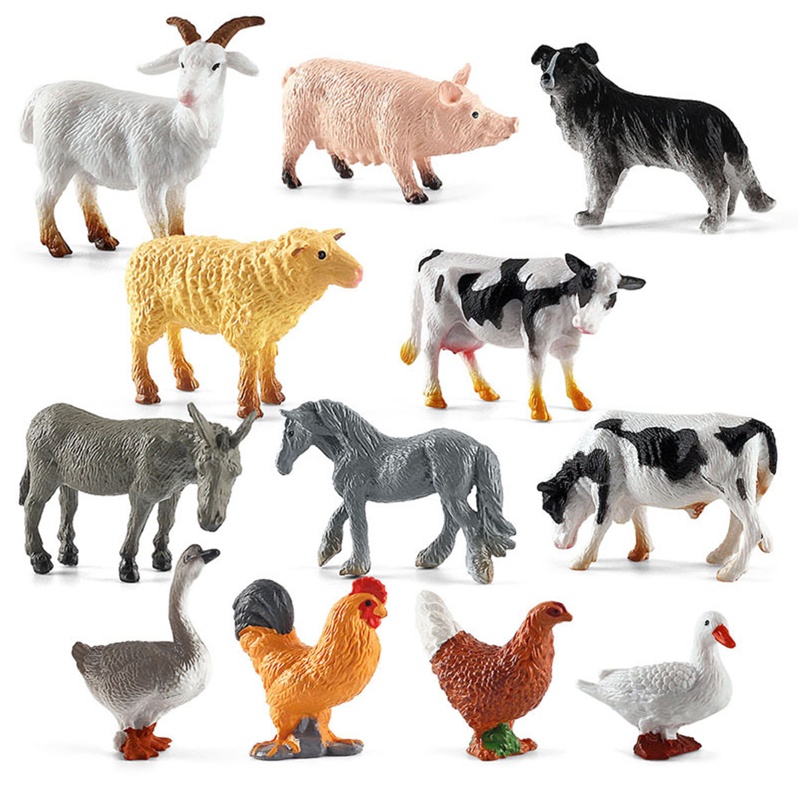 Bộ 12 Đồ trang trí Động Vật Nông Trại Mini Dùng Để Trang Trí