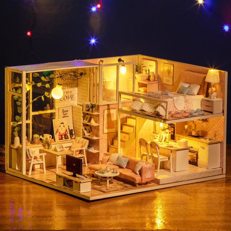 Mô hình nhà DIY Doll House Cuộc Sống Yên Bình Tranquil Life Kèm Mica Chống bụi, Bộ dụng cụ và Keo dán