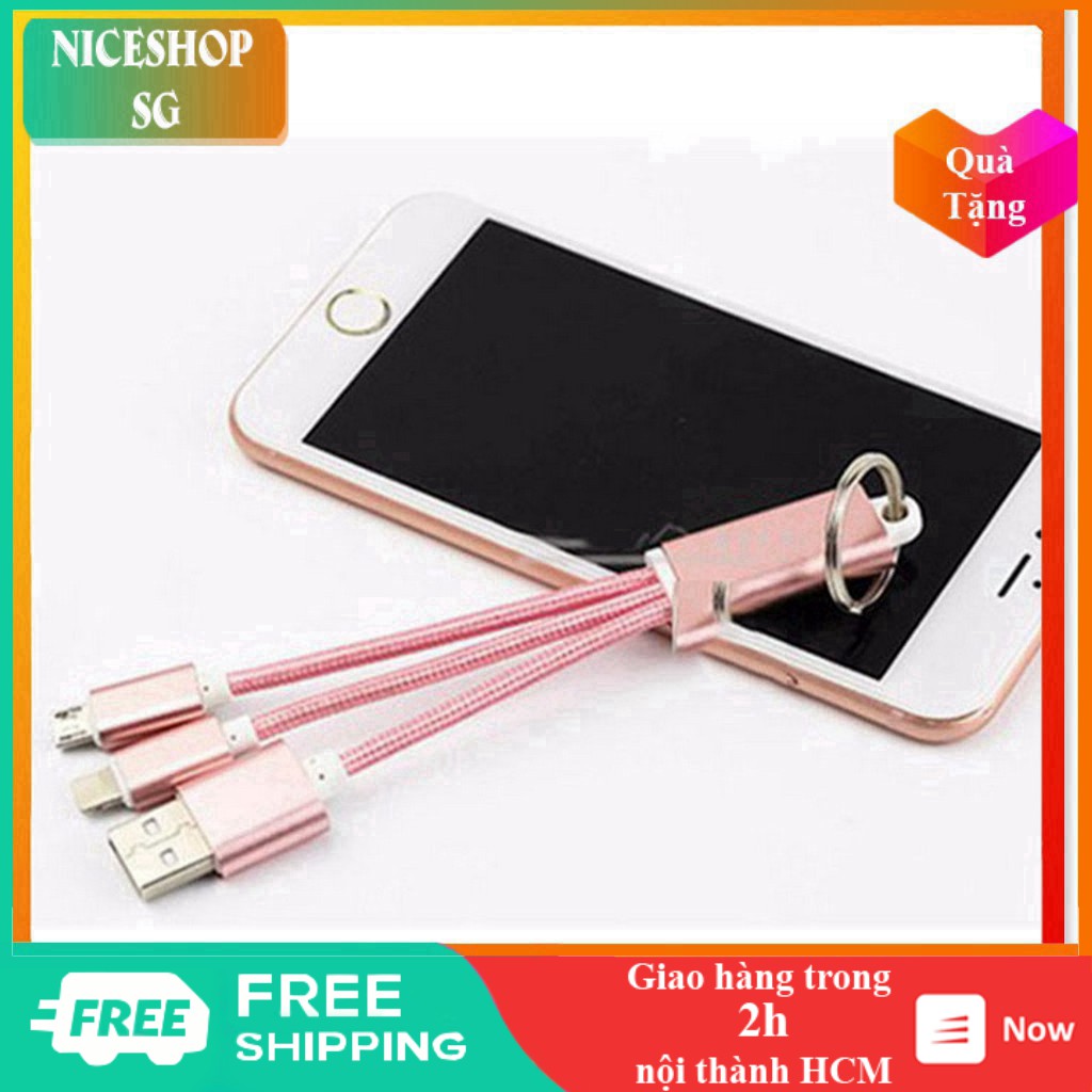 Cáp sạc đa năng - Cáp sạc 3 đầu kiêm móc khóa tiện lợi hỗ trợ dòng điện đến 2A - SA0018