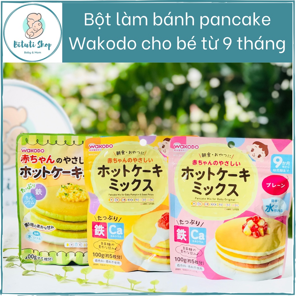 Date 4 2023 Bột làm bánh Pancake Wakodo cho bé từ 9 tháng - túi 100g