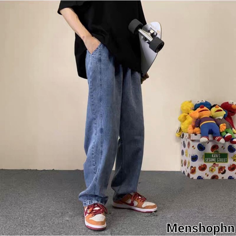 Quần Jean Baggy nam xanh sáng nhạt ống xuông rộng S01 style hàn quốc 2021 - MENSHOPHN - Hàng nhập khẩu