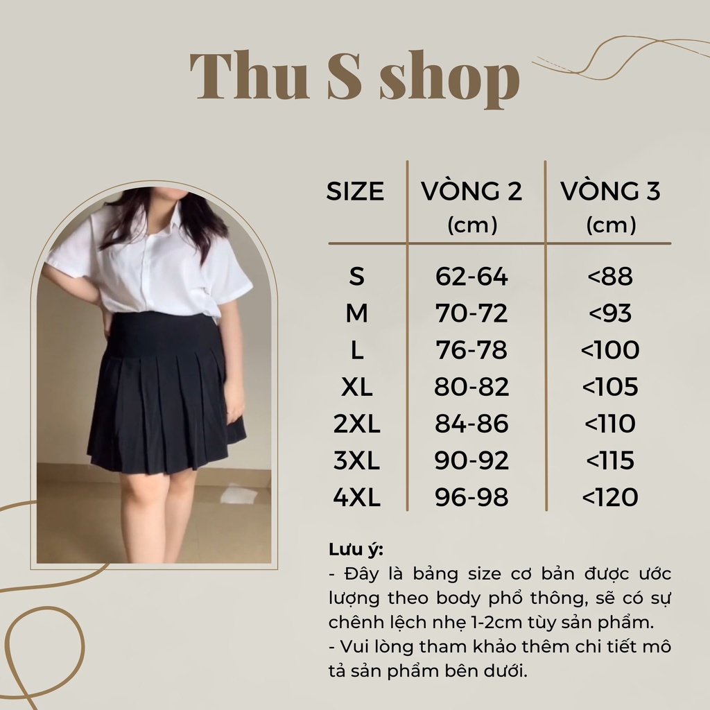 Chân Váy Tennis Xếp Ly BIG SIZE Lưng Cao Dáng A Có Lót Trong Co Dãn, Váy Ngắn Nữ Bassic Xếp Li Dày Dặn Form Đẹp THUS514