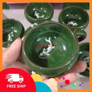 [FREE SHIP] Bộ ấm chén trà cá 3d nhật bản(giao màu ngẫu nhiên)