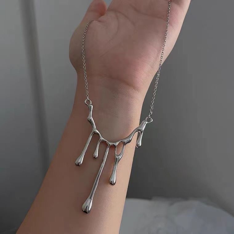 Vòng cổ Mặt Đá Nham Thạch Hình Giọt Nước Phong Cách Hip hop Thời Trang Mùa Hè Cho Nữ